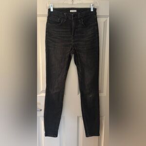 Good American Good Legs High Waisted Skinny Jeans, Washed Black, Size 2/26